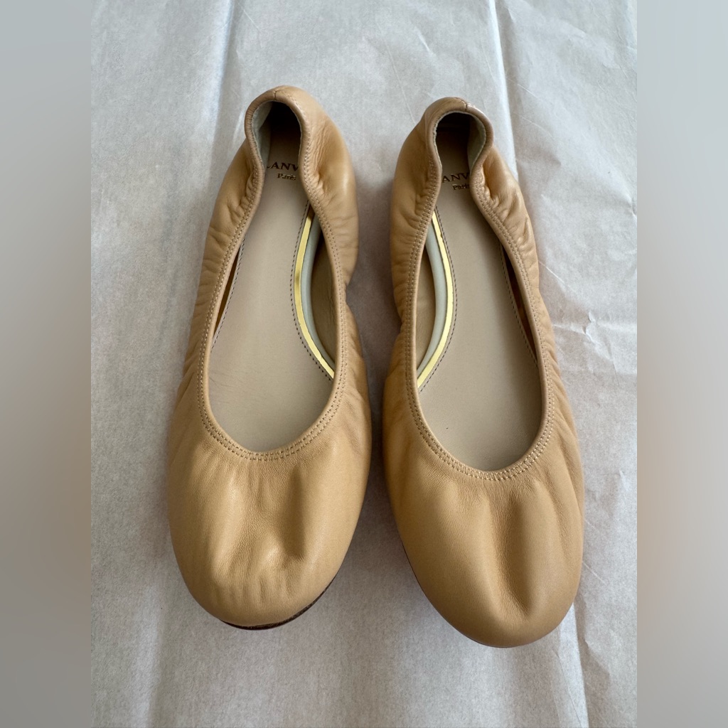 Lanvin Beige Leather Ballet Flats - New (Never Worn)